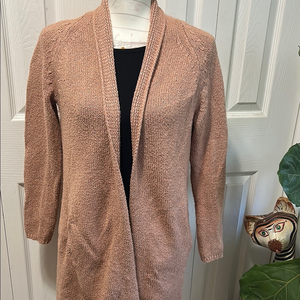 Tan Open Front Cardigan